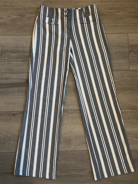 LOFT Pants - LOFT Black and White Vertical Stripe Flare Pants